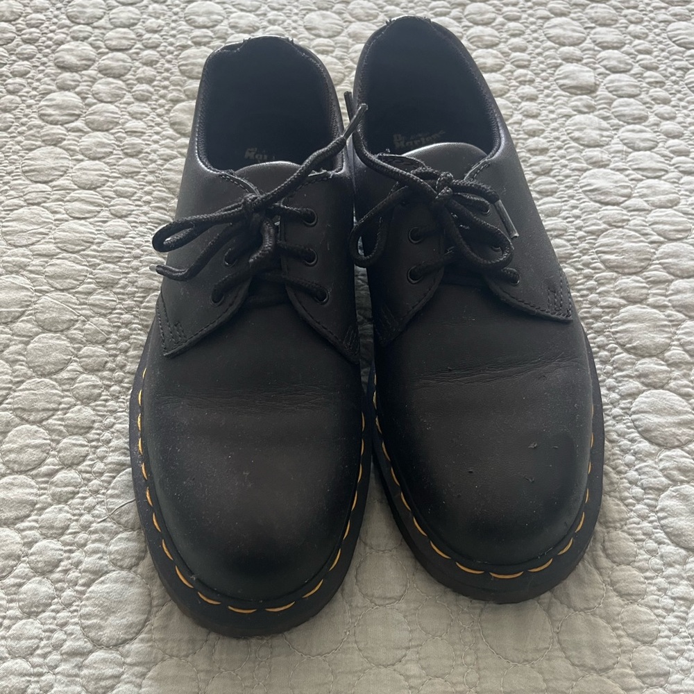 Dr. Martens Black Oxfords with Yellow Stitching